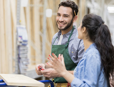 Man and woman shopping in home improvement store