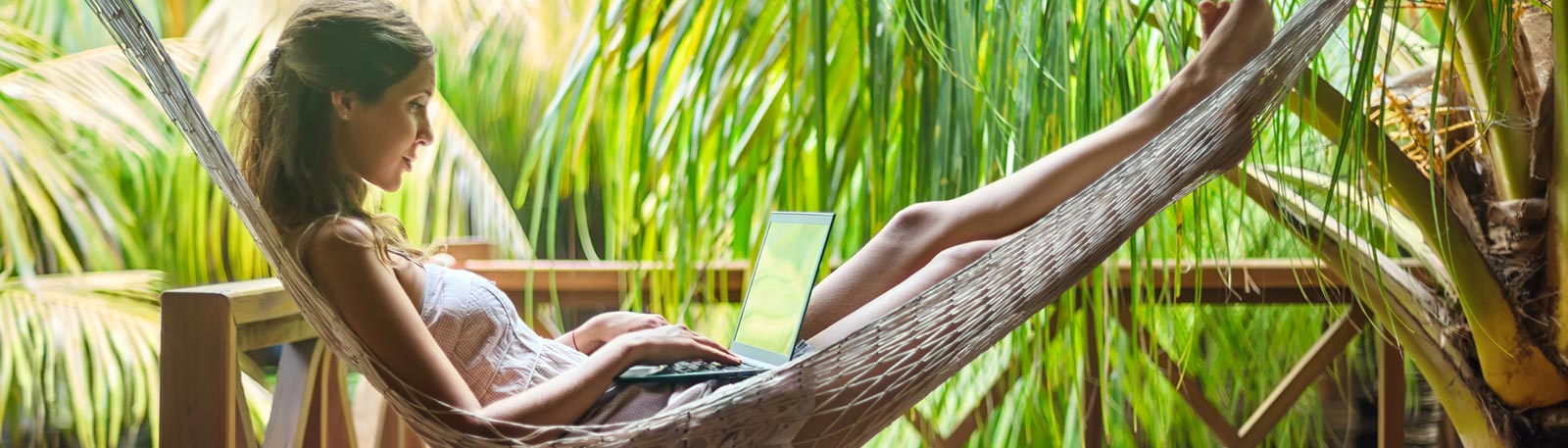 Woman laying in hammock