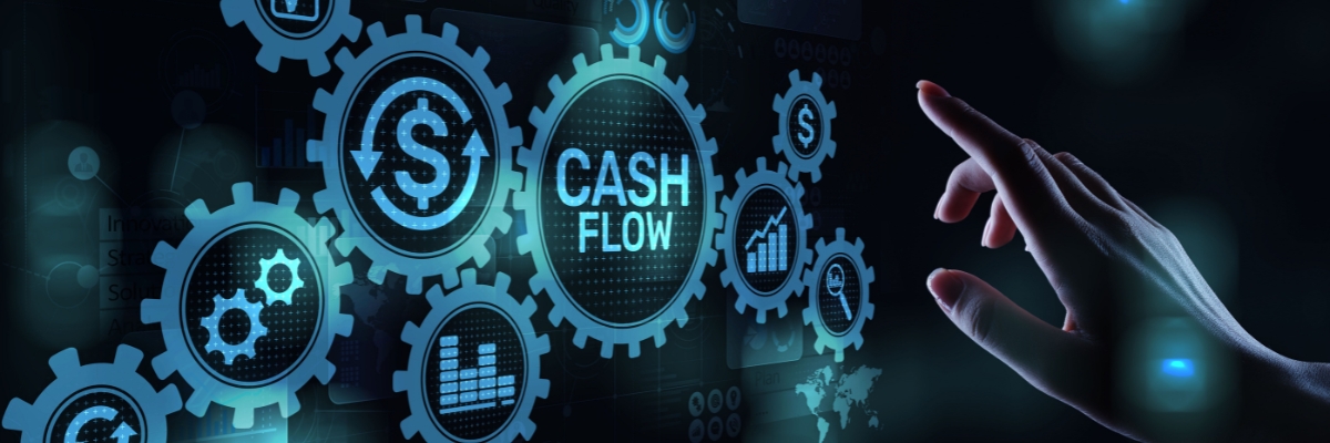 cash flow graphic with gears
