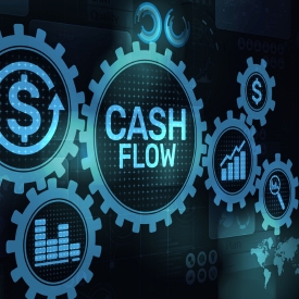 cash flow graphic with gears
